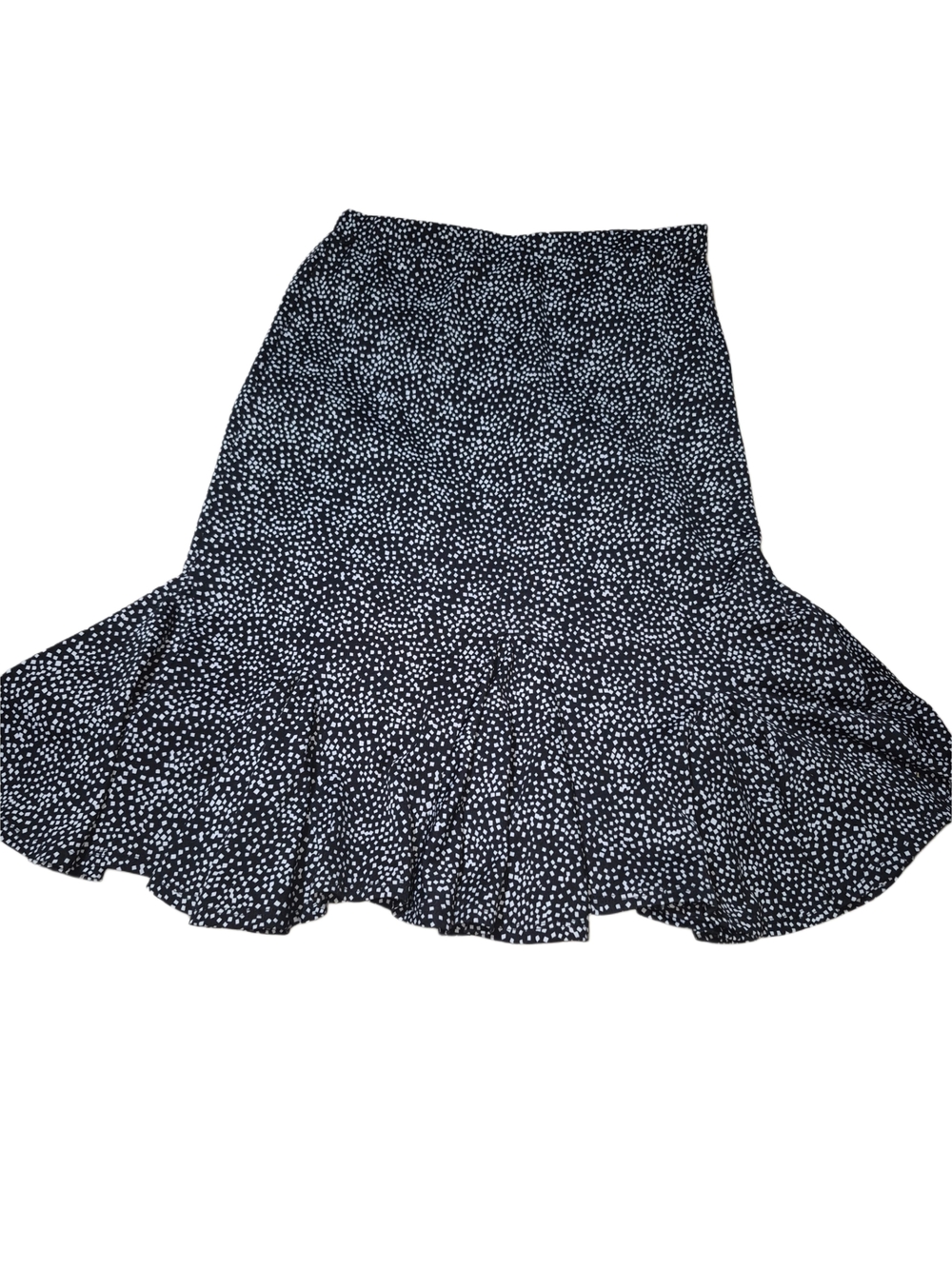 Vintage 90's Black and White Geometric Square Patterned Flounced Hem Skirt Small